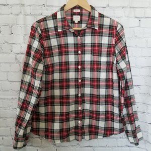 J. Crew | Tops | Upcycled Acdc Plaid Shirt L Red White Black | Poshmark
